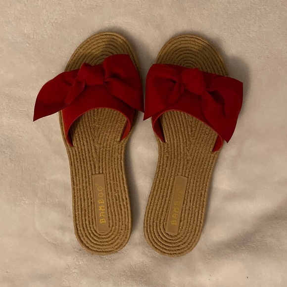 Brand new red and brown bow sandals - Picture 1 of 6
